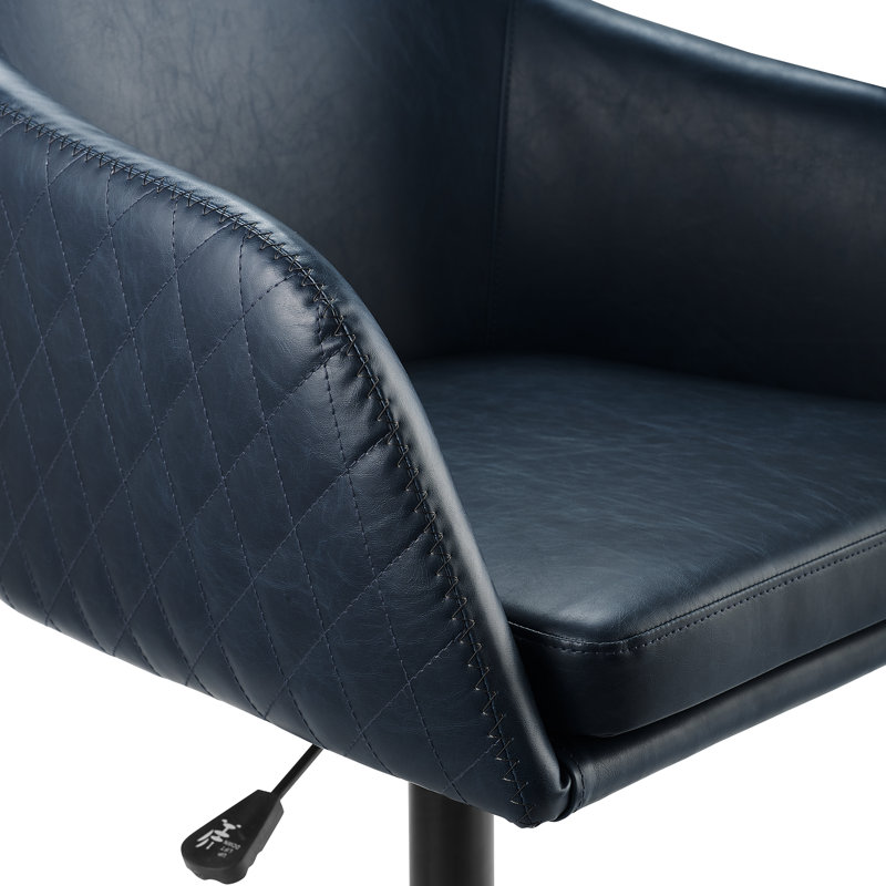 Chaise de travail en faux cuir Matthews Tyler, Similicuir bleu marine