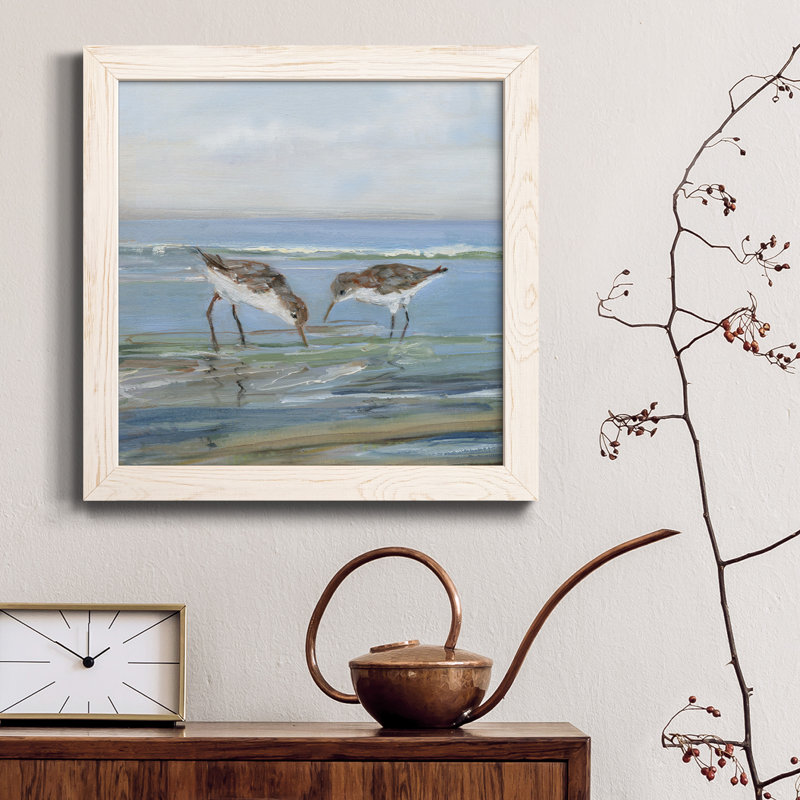 Seabird Beach II - peinture sur toile encadrée, H 17 po x l 17 po x P 1,5 po, Toile blanche encadrée