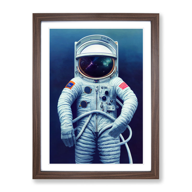 Unreal Astronaut - Single Picture Frame Print, 64cm H x 46cm W x 2cm D, Walnut 