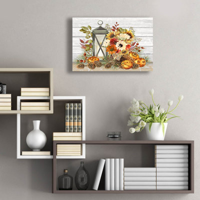 «Fall Lantern B» par Jean Plout, art mural en verre acrylique, 24 po x 16 po