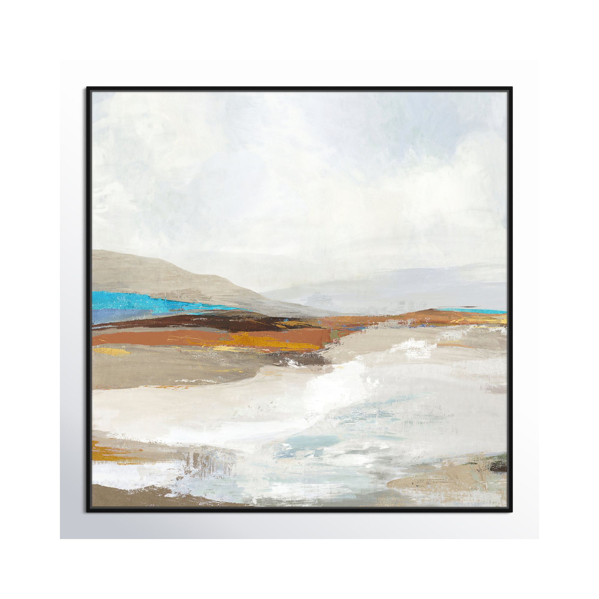 Soft Sea I by Allison Pearce - Floater Frame Print on Canvas, 46.5" H x 46.5" W, Black Framed
