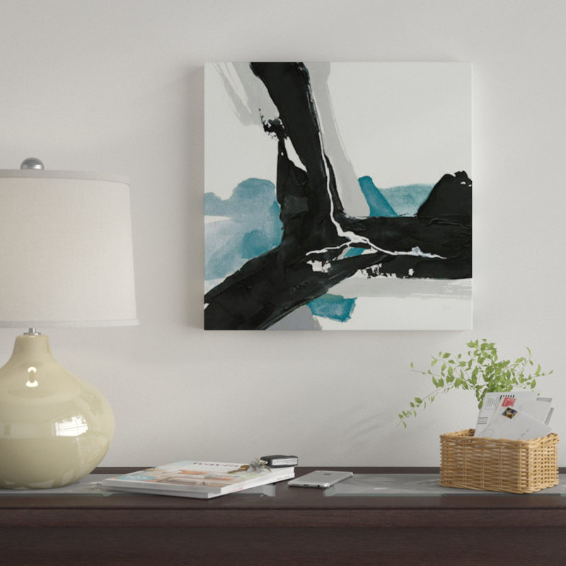 «Black and Teal III», impression sur toile, H 37 po x l 37 po x P 1,5 po, Toile tendue, Pas de tapis