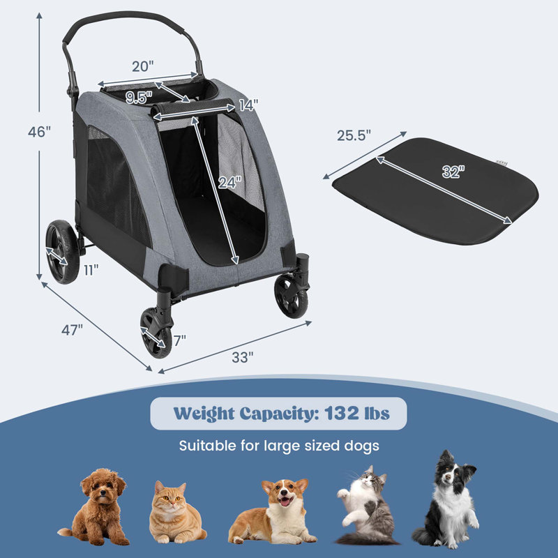 Poussette pour chien Costway, Gris
