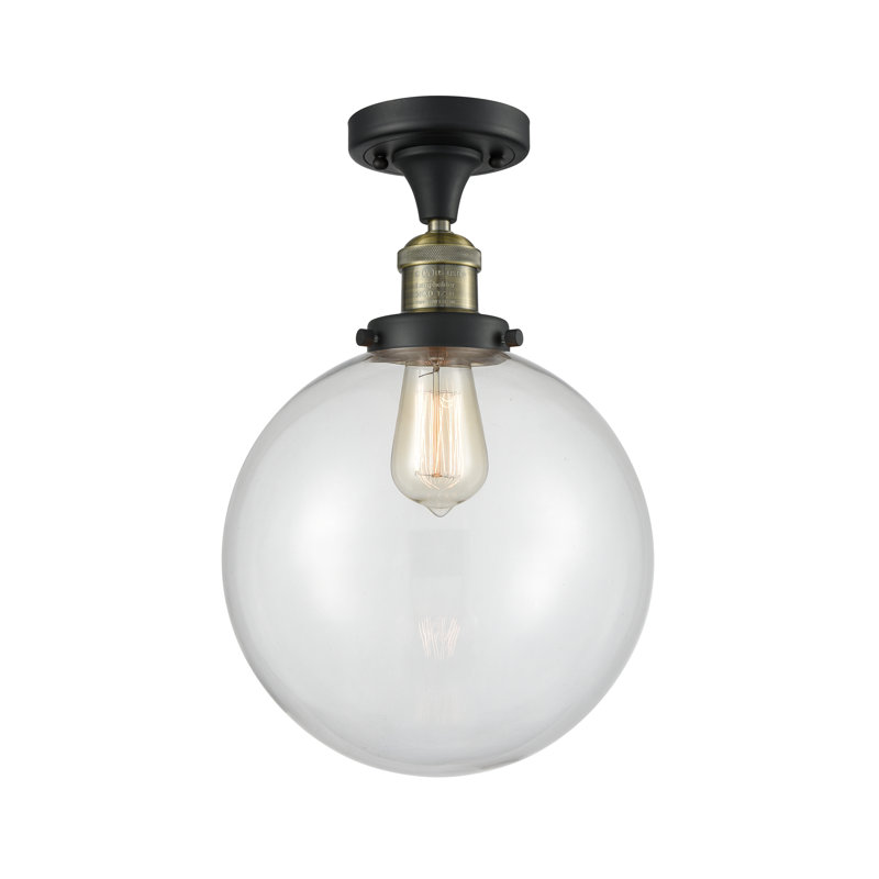 Plafonnier semi-encastré 10 po Zarmayr, Transparent, Ampoule DEL 6 watts Vinage, Laiton antique