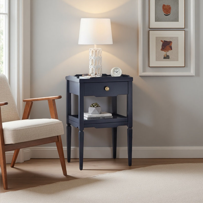 Table de chevet 1 tiroir Vintage, Bleu