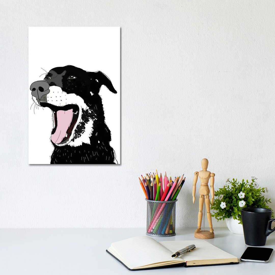 Black Lab Yelling von Sketch And Paws - Gallery-Wrapped Canvas Giclée