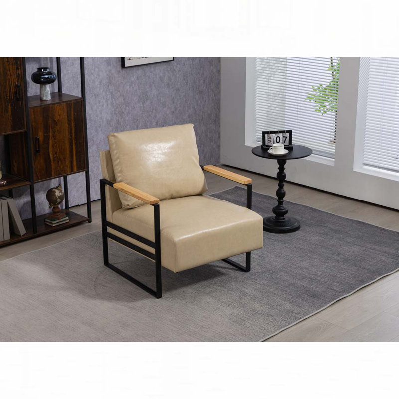 Chaise en polyuréthane pour le salon, Similicuir beige, H 33,5 po x l 30,5 po x P 28 po incorrect 