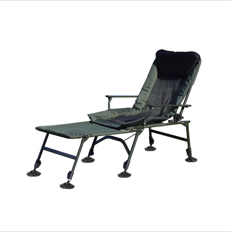 Chaise longue de camping avec repose-pieds détachable, chaise de camping inclinable et pliante portative avec dossier réglable pour le camping intérieur et extérieur