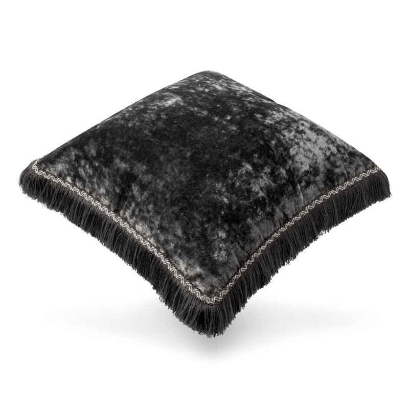Housse et insert de coussin carré gris anthracite chic, Noir