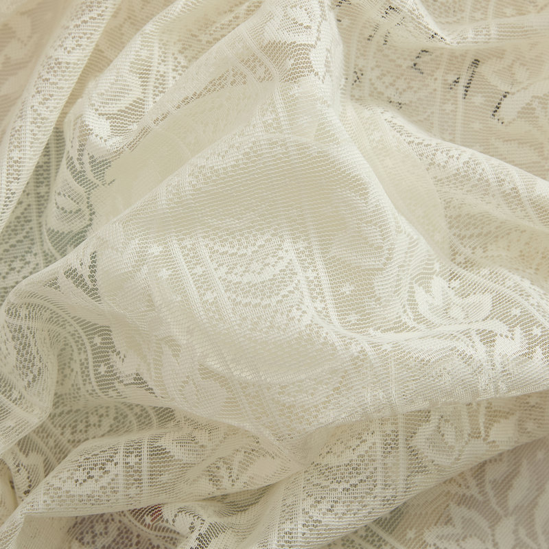 Nikole Floral Rod Pocket Lace Semi Sheer Voile Short Valance for Small Windows, Kitchen & Bathroom - 54 x 18 Inch Length