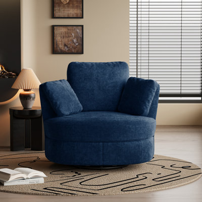 40.5"W Slipcovered 360° Swivel Accent Barrel Chair,chenille Club Chair,leisure Armchair