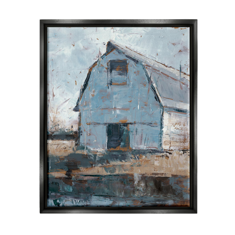 Abstrait blanc vieilli, architecture de toile de ferme grange par Ethan Harper, Cadre flottant noir de jais