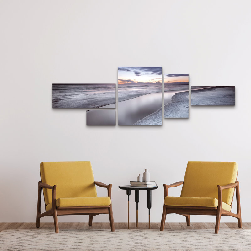 Ensemble de 5 panneaux muraux - Liloni Luca «Quiet Place», art mural sur toile pour le salon, la chambre à coucher ou le bureau 
