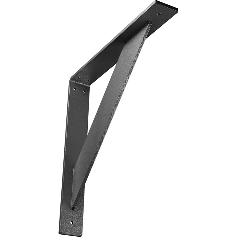 Support traditionnel en acier, H 14 po x l 2 po x P 14 po, Argent martelé