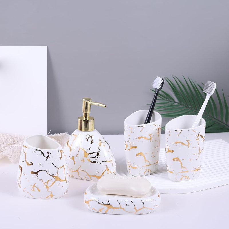 Ceramic White Bathroom Accessory Set