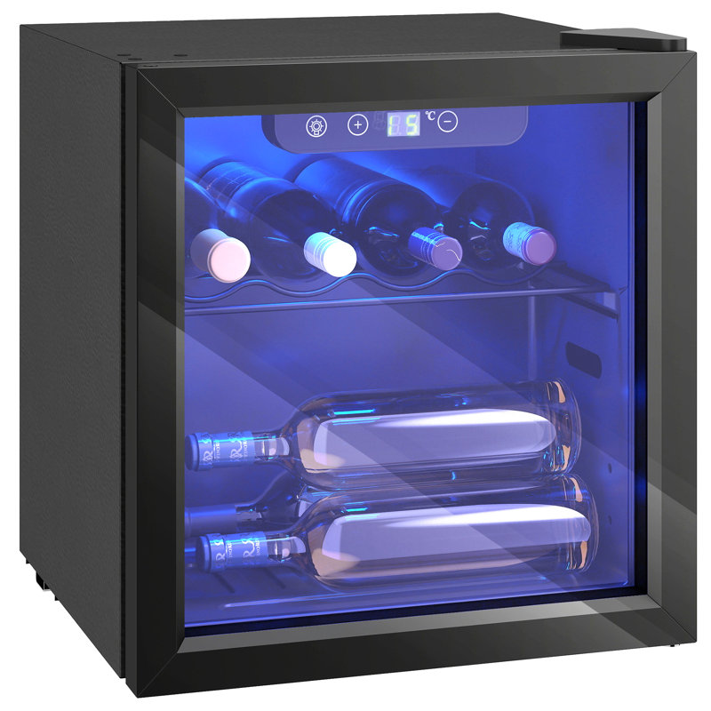 HOMCOM Single Zone 43cm Freestanding, Countertop 16 Bottle Wine Refrigerator with Reversible Door