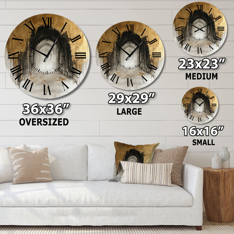 Horloge murale moderne en métal « Cathédrale de Lumière et d'Ombre », Petit