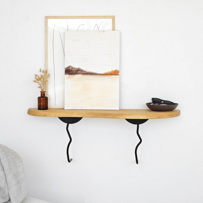 Colesen Modern Wall Shelf, Black & Oak, 39.0 x 8.7 inches | 100% Pine Wood with 100% Metal Frame | Scandinavian Design, Stylish & Functional for Home Decor | Perfect for Living Room, Office, or Bedroom Storage