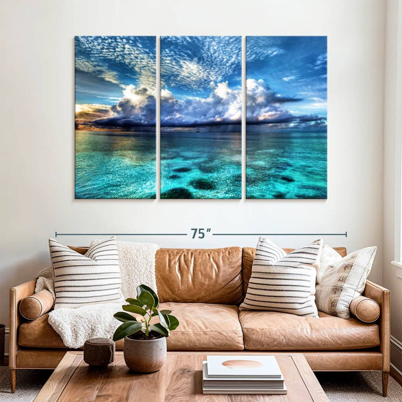 3 pièces Cozumel avec vue sur l'océan, H 65 po x l 42 po x P 1,25 po