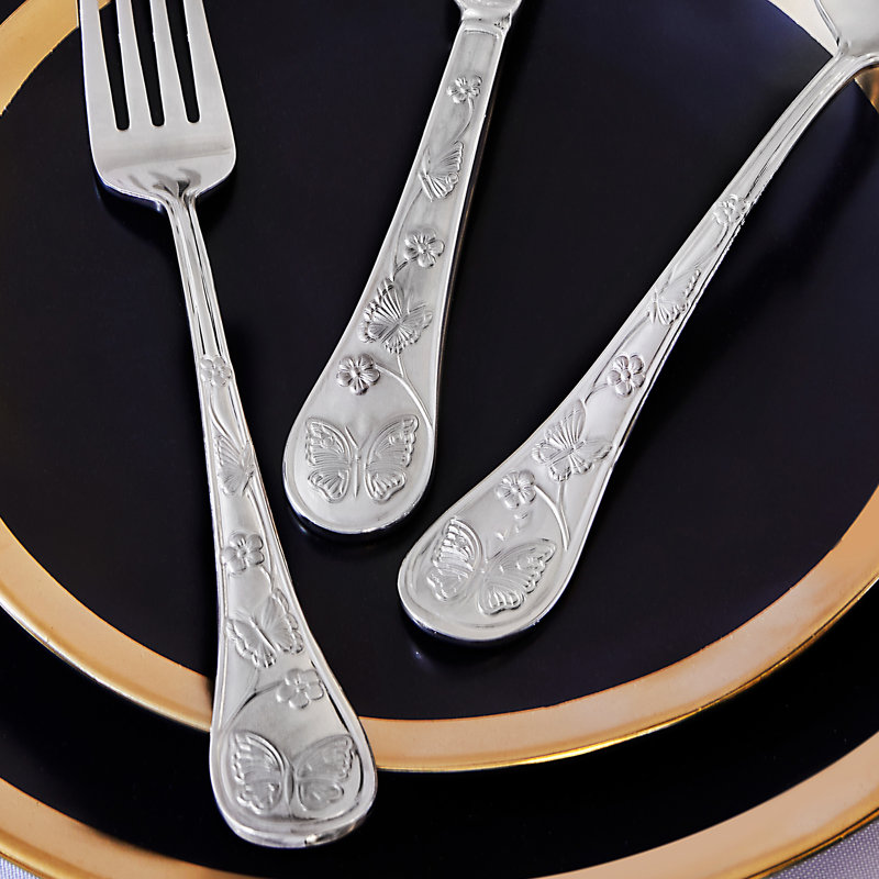 Godinger Silver Art Co Butterfly 20 Piece 18/10 Stainless Steel Flatware Set, Service for 4
