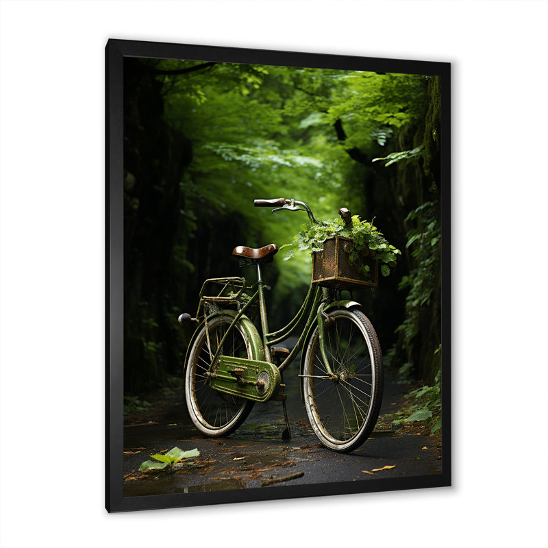 «Emerald Excasion Vélo I» sur toile, H 32 po x l 16 po x P 1 po, Cadre photo noir