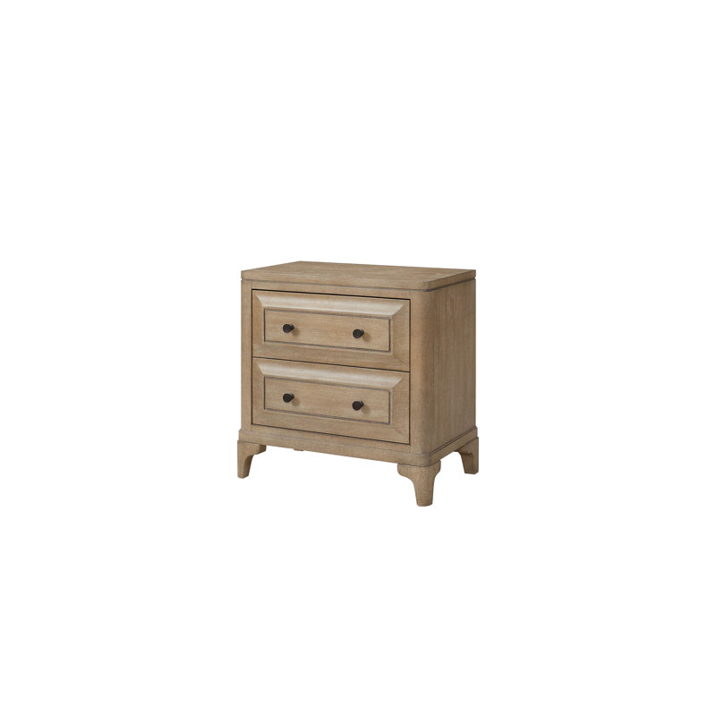 Table de chevet avec 2 tiroirs, finition sable, rangement pour meubles de chambre à coucher | Idée de cadeau