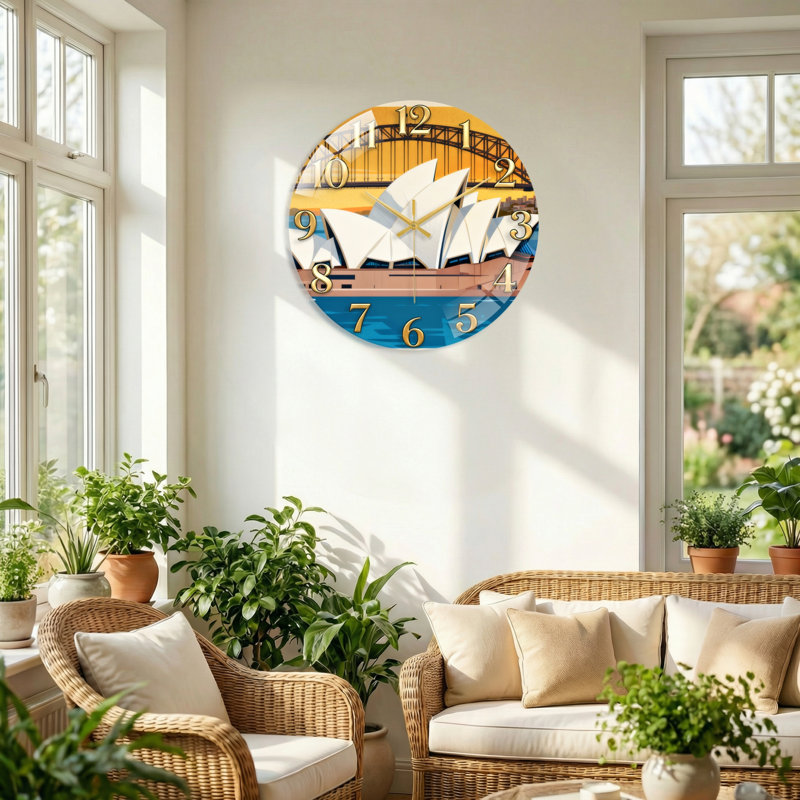 Horloge murale en verre Sydney, 40 x 40 cm (15,7 x 15,7 pouces)