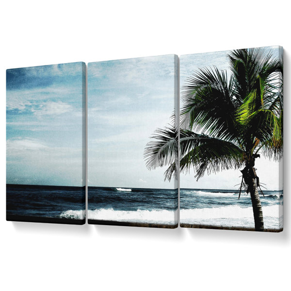 Bay Isle Home Palm Tree Ocean - 3 Piece Wrapped Canvas Print | Wayfair ...