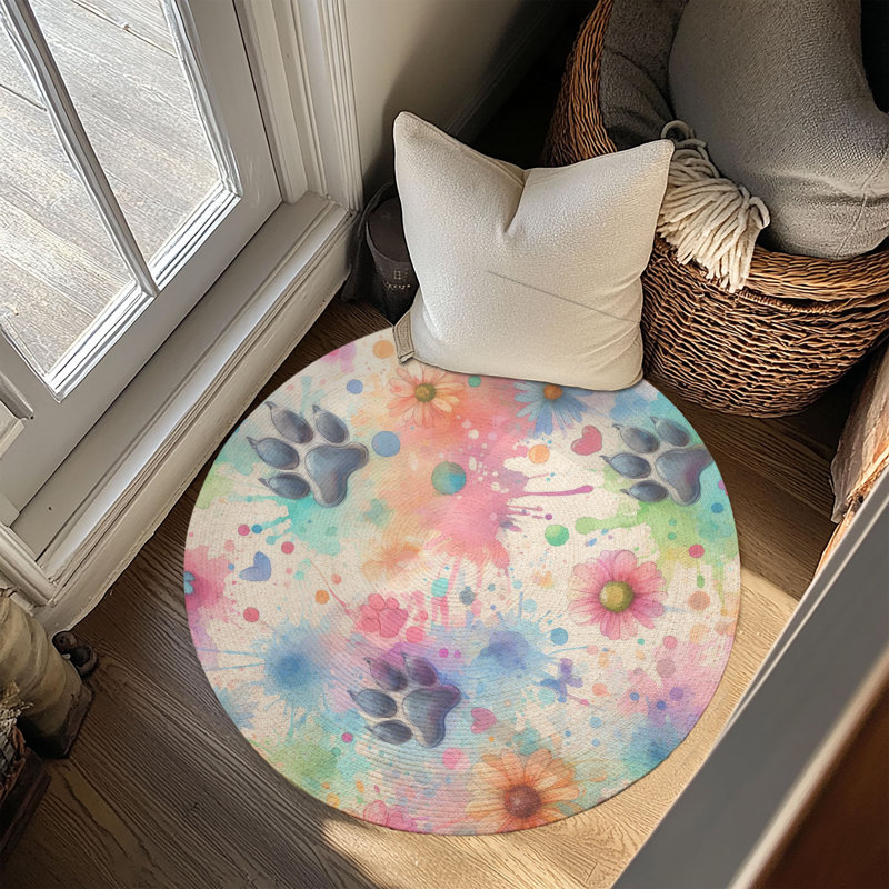 Tapis tressé Pet Paw, Rond 5 pi