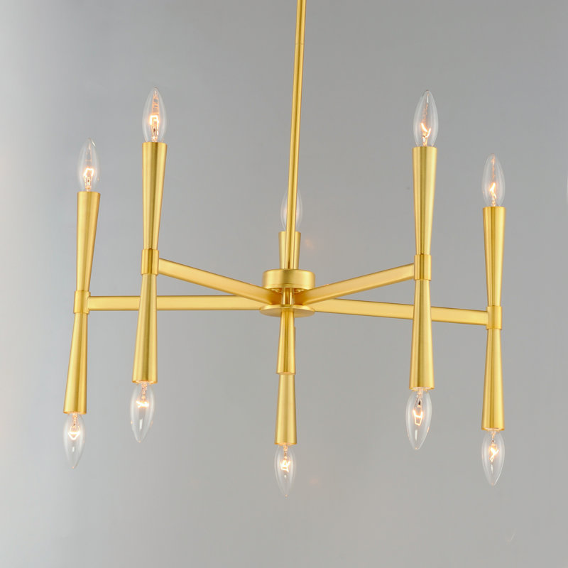 Bilinda 10 - Light Dimmable Modern Linear Chandelier, Satin Brass