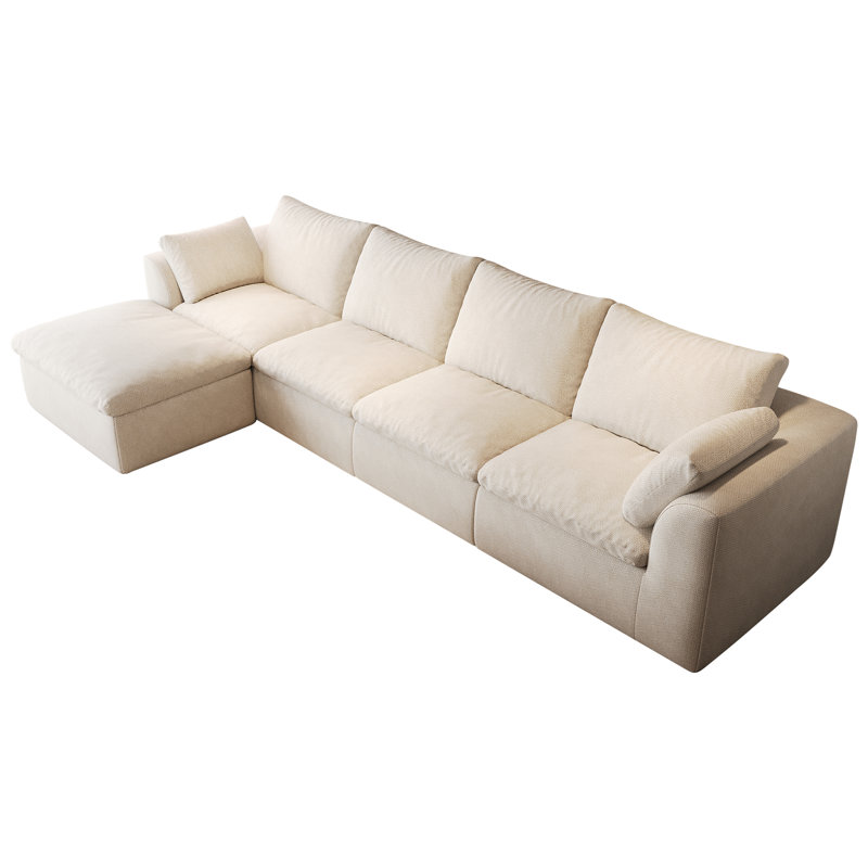 Oversized L-Shaped Modular Sofa with Deep Seating and Tool-Free Assembly