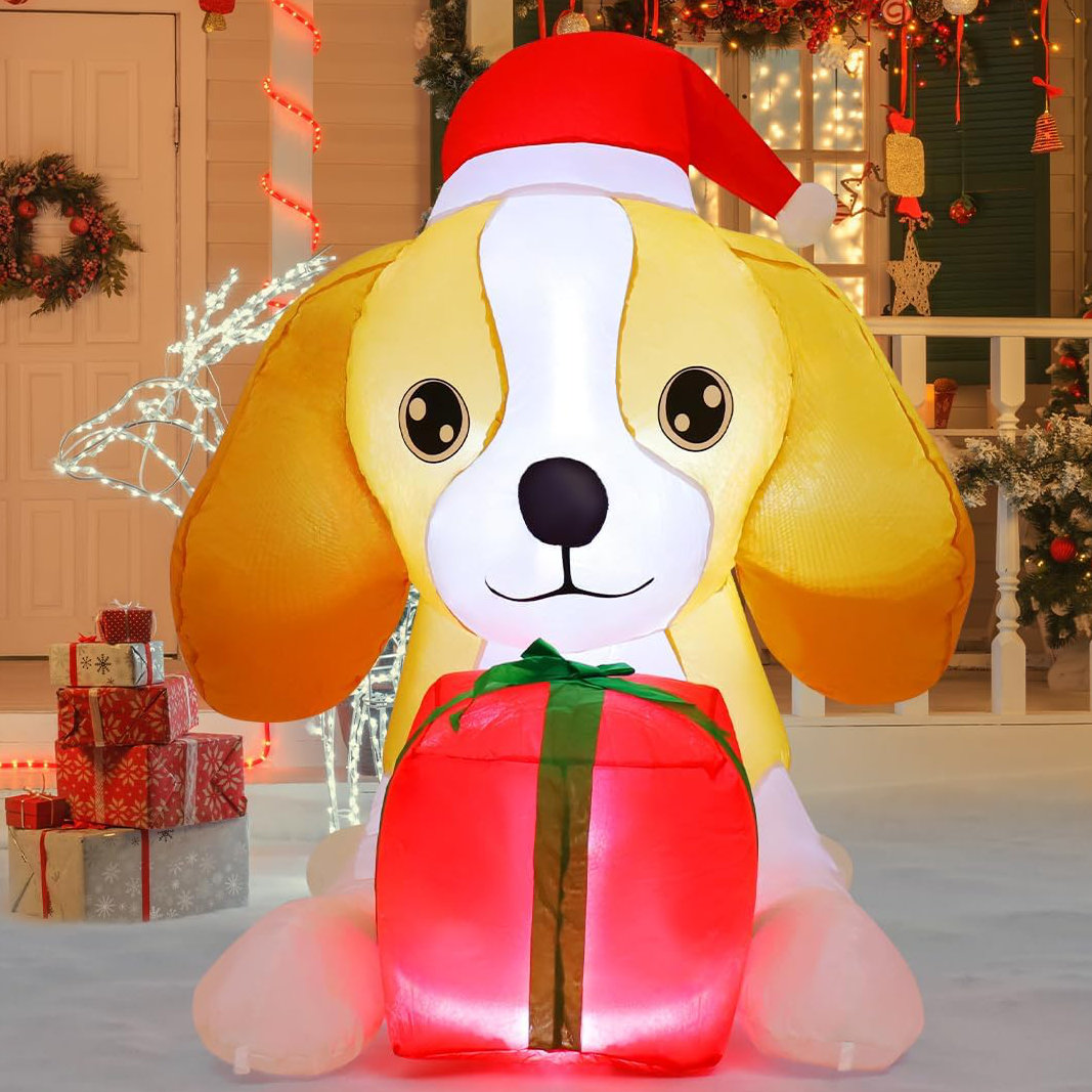 Christmas animated dog in deals the box inflatable