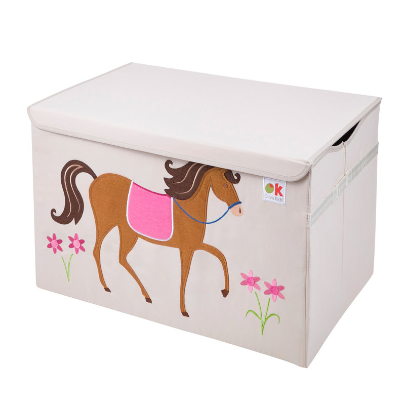 Coffre à jouets en tissu pour enfants Wildkin - Boîte de rangement robuste avec poignée pour jouets et fournitures - Chevaux