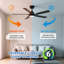 Ventilateur de plafond standard Tuscan 56 po, noir mat, avec tige de suspension, 5 pales, éclairage DEL à intensité variable, moteur CC et télécommande.