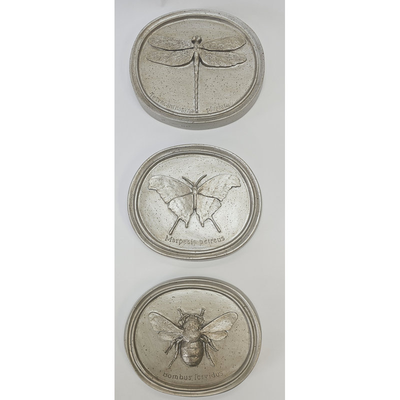 Plaques ovales abeille, papillon et libellule (ensemble de 3)