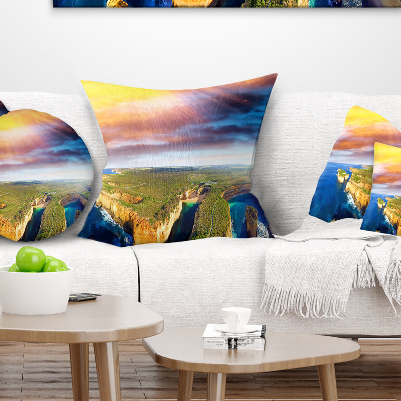 Coussin de vélo de route très océan seascape, 18 po x 18 po, Coussin décoratif