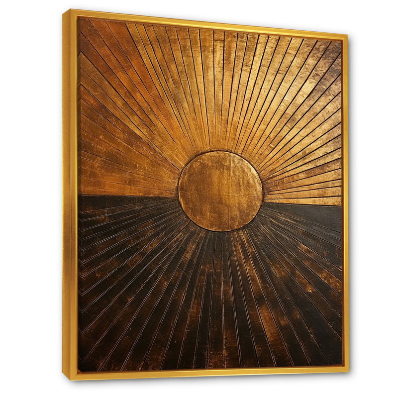 «Bronze Brilliance Symetry IV - Abstract Shapes», reproduction sur toile encadrée, Cadre flottant doré