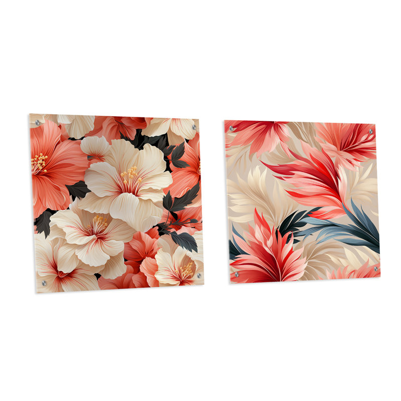 Patoma - Ensemble de 2 verres muraux en acrylique Coastal Tropical, H 16 po x l 33 po