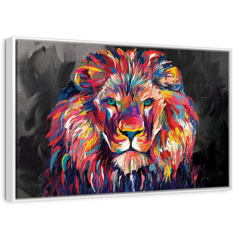 Lion's Gaze Abstract Colour, Floating Frame White, 37" X 25"