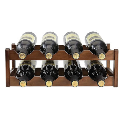 8 Bottle Wine Rack Bamboo Wine Storage Cabinet Shelf Tabletop Wine Holder
