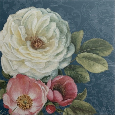 « ii on indigo » par lisa audit, reproduction d’art Floral Damask, H 35 po x l 35 po x P 1,5 po, Toile