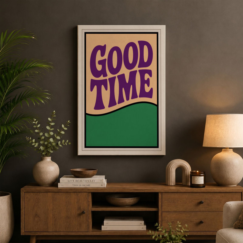 Good Time Retro - Wrapped Canvas, 30x20 - 76.2 x 50.8 cm, Taupe Border