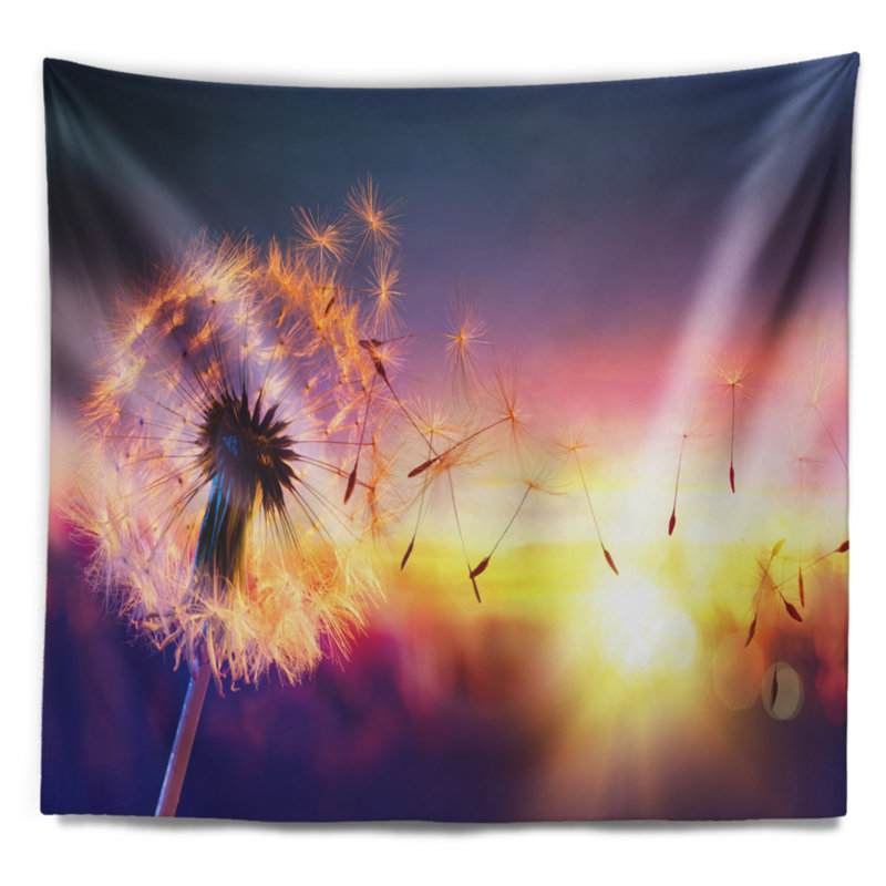 Pissenlit abstraite à coucher de soleil en toute liberté pour vous tapisserie, H 50 po x l 60 po