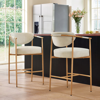 Upholstered Counter Stool with Metal Frame