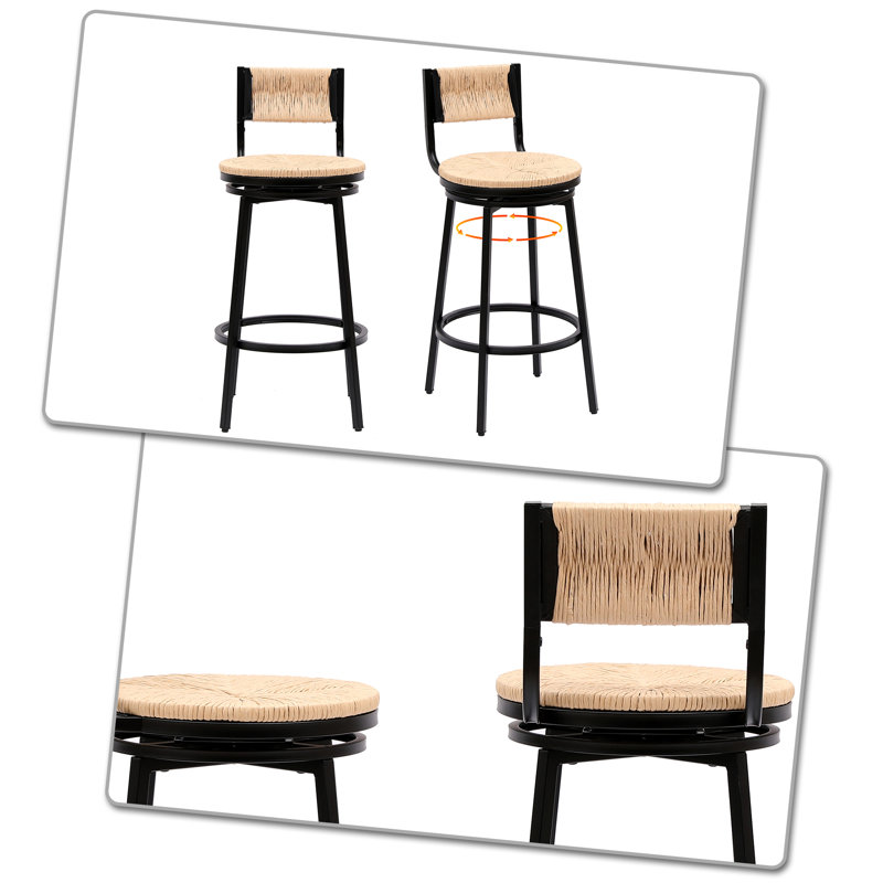 Chassady Swivel Counter Stool with Metal Frame, Honey