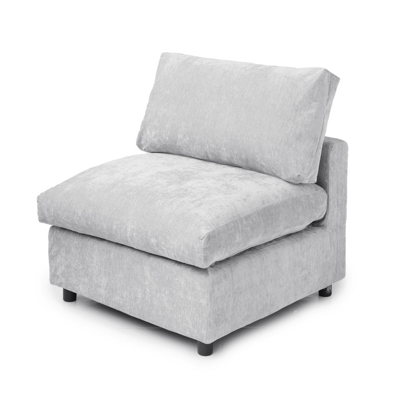 Kessi Slipcovered Armless Chair, Light Gray