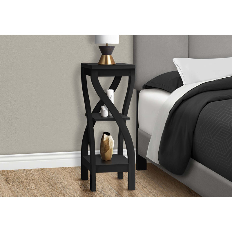 Accent Table Living Room End Table Square Side Table Wood End Table Plant Stand Corner Side Table, Black