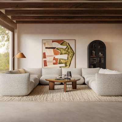 Arezza Stone White Basketweave Modular U-sofa Sectional