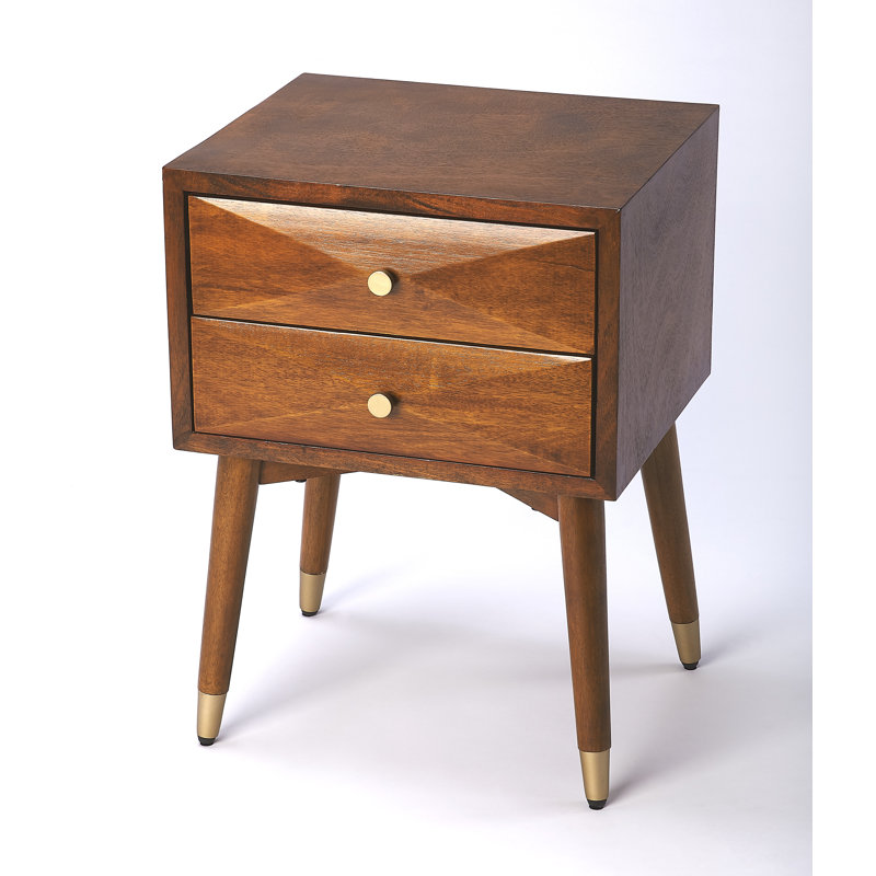 Shayla 2 Drawer Nightstand, Olive Ash Burl