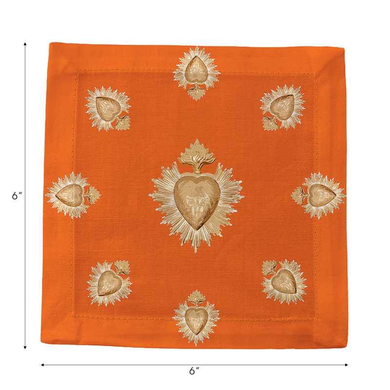 Ex Vote Cotton Sateen Cocktail Napkins, Orange